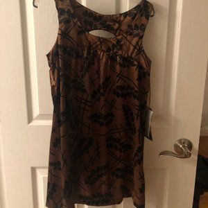 Brown and Black Patterned Dress with Open Back